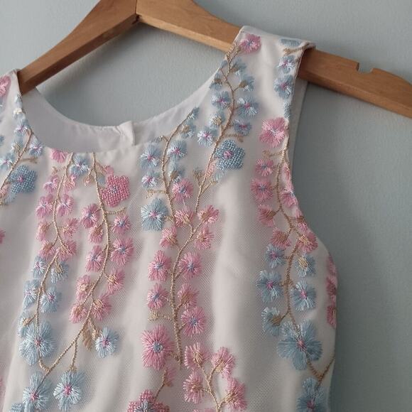 Jona Michelle Multicolored Floral And Blue Tulle Dress Sz 8 - Picture 3 of 9